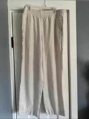 Old Navy Linen Blend Striped Straight Leg Pants Size M Beachy Coastal